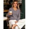 image:imageANRABESS Womens Sweaters V Neck Scallop Long Sleeve Pullover  Soft Lightweight Knit Top Cute Ribbed Cuff Loose Fit Casual Basic Elegant Office Work Daily Wear Fall Spring OutfitsNutmeg
