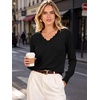 image:imageANRABESS Womens Sweaters V Neck Scallop Long Sleeve Pullover  Soft Lightweight Knit Top Cute Ribbed Cuff Loose Fit Casual Basic Elegant Office Work Daily Wear Fall Spring OutfitsBlack