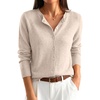 image:imageANRABESS Womens Button Down Lightweight Cardigan Sweaters  Fall Fashion Crew Neck Long Sleeve ShirtsStriped amp Solid Business Casual Outfits Daily Office TravelSpring Layer ClothesAlmond