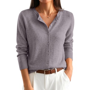 image:imageANRABESS Womens Button Down Lightweight Cardigan Sweaters  Fall Fashion Crew Neck Long Sleeve ShirtsStriped amp Solid Business Casual Outfits Daily Office TravelSpring Layer ClothesNutmeg