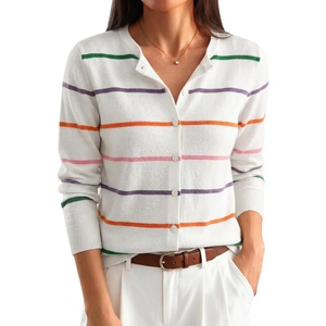 image:imageANRABESS Womens Button Down Lightweight Cardigan Sweaters  Fall Fashion Crew Neck Long Sleeve ShirtsStriped amp Solid Business Casual Outfits Daily Office TravelSpring Layer ClothesRainbow Stripe
