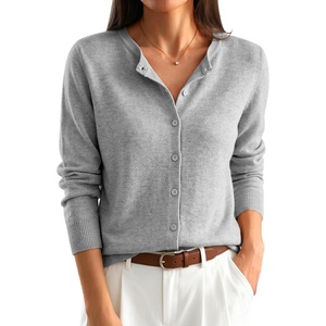 image:imageANRABESS Womens Button Down Lightweight Cardigan Sweaters  Fall Fashion Crew Neck Long Sleeve ShirtsStriped amp Solid Business Casual Outfits Daily Office TravelSpring Layer ClothesGrey