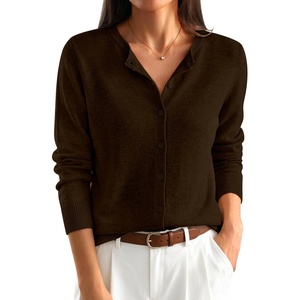 image:imageANRABESS Womens Button Down Lightweight Cardigan Sweaters  Fall Fashion Crew Neck Long Sleeve ShirtsStriped amp Solid Business Casual Outfits Daily Office TravelSpring Layer ClothesCoffee