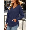 image:imageANRABESS Long Sleeve Shirts for Women Fall V Neck Sweatshirts  Lightweight Fleece Pullover with PocketsCurved Hem TunicLoose Casual Top for Work amp Everyday WearNavy Blue