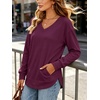 image:imageANRABESS Long Sleeve Shirts for Women Fall V Neck Sweatshirts  Lightweight Fleece Pullover with PocketsCurved Hem TunicLoose Casual Top for Work amp Everyday WearDark Purple