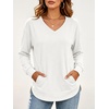image:imageANRABESS Long Sleeve Shirts for Women Fall V Neck Sweatshirts  Lightweight Fleece Pullover with PocketsCurved Hem TunicLoose Casual Top for Work amp Everyday WearWhite