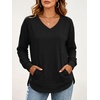 image:imageANRABESS Long Sleeve Shirts for Women Fall V Neck Sweatshirts  Lightweight Fleece Pullover with PocketsCurved Hem TunicLoose Casual Top for Work amp Everyday WearBlack