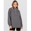 image:imageANRABESS Quarter Zip Loose Long Sleeve Waffle Knit Sweatshirt  Cozy Stretchy Drop Shoulder Ribbed Cuffs Side Slits for Easy Movement Casual Daily to Travel Spring Fall Winter WardrobeGrey