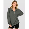image:imageANRABESS Quarter Zip Loose Long Sleeve Waffle Knit Sweatshirt  Cozy Stretchy Drop Shoulder Ribbed Cuffs Side Slits for Easy Movement Casual Daily to Travel Spring Fall Winter WardrobeArmy Green