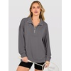 image:imageANRABESS Quarter Zip Loose Long Sleeve Waffle Knit Sweatshirt  Cozy Stretchy Drop Shoulder Ribbed Cuffs Side Slits for Easy Movement Casual Daily to Travel Spring Fall Winter WardrobeGrey