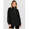 image:imageANRABESS Quarter Zip Loose Long Sleeve Waffle Knit Sweatshirt  Cozy Stretchy Drop Shoulder Ribbed Cuffs Side Slits for Easy Movement Casual Daily to Travel Spring Fall Winter WardrobeBlack