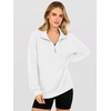image:imageANRABESS Quarter Zip Loose Long Sleeve Waffle Knit Sweatshirt  Cozy Stretchy Drop Shoulder Ribbed Cuffs Side Slits for Easy Movement Casual Daily to Travel Spring Fall Winter WardrobeWhite