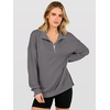 image:imageANRABESS Quarter Zip Loose Long Sleeve Waffle Knit Sweatshirt  Cozy Stretchy Drop Shoulder Ribbed Cuffs Side Slits for Easy Movement Casual Daily to Travel Spring Fall Winter WardrobeGrey