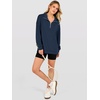 image:imageANRABESS Quarter Zip Loose Long Sleeve Waffle Knit Sweatshirt  Cozy Stretchy Drop Shoulder Ribbed Cuffs Side Slits for Easy Movement Casual Daily to Travel Spring Fall Winter WardrobeNavy Blue