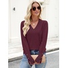 image:imageANRABESS Sweaters for Women Long Sleeve V Neck Lightweight Shirts Business Casual Work Blouses 2026 Fall Knit Pullover TopsBurgund