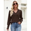 image:imageANRABESS Sweaters for Women Long Sleeve V Neck Lightweight Shirts Business Casual Work Blouses 2026 Fall Knit Pullover TopsCoffee