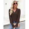 image:imageANRABESS Sweaters for Women Long Sleeve V Neck Lightweight Shirts Business Casual Work Blouses 2026 Fall Knit Pullover TopsCoffee