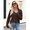 image:imageANRABESS Sweaters for Women Long Sleeve V Neck Lightweight Shirts Business Casual Work Blouses 2026 Fall Knit Pullover TopsCoffee