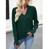 image:imageANRABESS Sweaters for Women Long Sleeve V Neck Lightweight Shirts Business Casual Work Blouses 2026 Fall Knit Pullover TopsDark Green