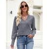 image:imageANRABESS Sweaters for Women Long Sleeve V Neck Lightweight Shirts Business Casual Work Blouses 2026 Fall Knit Pullover TopsDark Grey