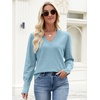 image:imageANRABESS Sweaters for Women Long Sleeve V Neck Lightweight Shirts Business Casual Work Blouses 2026 Fall Knit Pullover TopsLight Blue