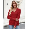 image:imageANRABESS Sweaters for Women Long Sleeve V Neck Lightweight Shirts Business Casual Work Blouses 2026 Fall Knit Pullover TopsRed