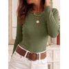 image:imageANRABESS Women Long Sleeve Slim Fit Sweaters Top  Crew Neck Non See Through Cozy Stretchy Knit Shirts Casual Office Travel Winter Layering Fall Spring Faux Wool ClothingArmy Green