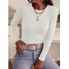 image:imageANRABESS Women Long Sleeve Slim Fit Sweaters Top  Crew Neck Non See Through Cozy Stretchy Knit Shirts Casual Office Travel Winter Layering Fall Spring Faux Wool ClothingWhite