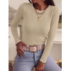 image:imageANRABESS Women Long Sleeve Slim Fit Sweaters Top  Crew Neck Non See Through Cozy Stretchy Knit Shirts Casual Office Travel Winter Layering Fall Spring Faux Wool ClothingAlmond