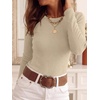 image:imageANRABESS Women Long Sleeve Slim Fit Sweaters Top  Crew Neck Non See Through Cozy Stretchy Knit Shirts Casual Office Travel Winter Layering Fall Spring Faux Wool ClothingAlmond