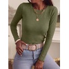 image:imageANRABESS Women Long Sleeve Slim Fit Sweaters Top  Crew Neck Non See Through Cozy Stretchy Knit Shirts Casual Office Travel Winter Layering Fall Spring Faux Wool ClothingArmy Green