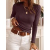 image:imageANRABESS Women Long Sleeve Slim Fit Sweaters Top  Crew Neck Non See Through Cozy Stretchy Knit Shirts Casual Office Travel Winter Layering Fall Spring Faux Wool ClothingDark Red