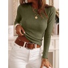 image:imageANRABESS Women Long Sleeve Slim Fit Sweaters Top  Crew Neck Non See Through Cozy Stretchy Knit Shirts Casual Office Travel Winter Layering Fall Spring Faux Wool ClothingArmy Green