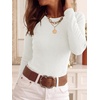 image:imageANRABESS Women Long Sleeve Slim Fit Sweaters Top  Crew Neck Non See Through Cozy Stretchy Knit Shirts Casual Office Travel Winter Layering Fall Spring Faux Wool ClothingWhite