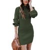 image:imageANRABESS Women Long Sleeve Turtle Mock Neck Rib Knit Stretch Slim Fitted Bodycon Sweater Mini Short Dress 2026 Fall OutfitsArmy Green