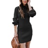 image:imageANRABESS Women Long Sleeve Turtle Mock Neck Rib Knit Stretch Slim Fitted Bodycon Sweater Mini Short Dress 2026 Fall OutfitsBlack
