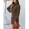 image:imageANRABESS Women Long Sleeve Turtle Mock Neck Rib Knit Stretch Slim Fitted Bodycon Sweater Mini Short Dress 2026 Fall OutfitsBrown