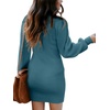 image:imageANRABESS Women Long Sleeve Turtle Mock Neck Rib Knit Stretch Slim Fitted Bodycon Sweater Mini Short Dress 2026 Fall OutfitsDenim Blue