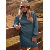 image:imageANRABESS Women Long Sleeve Turtle Mock Neck Rib Knit Stretch Slim Fitted Bodycon Sweater Mini Short Dress 2026 Fall OutfitsNavy
