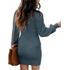 image:imageANRABESS Women Long Sleeve Turtle Mock Neck Rib Knit Stretch Slim Fitted Bodycon Sweater Mini Short Dress 2026 Fall OutfitsNavy