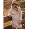 image:imageANRABESS Women Long Sleeve Turtle Mock Neck Rib Knit Stretch Slim Fitted Bodycon Sweater Mini Short Dress 2026 Fall OutfitsPink