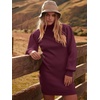 image:imageANRABESS Women Long Sleeve Turtle Mock Neck Rib Knit Stretch Slim Fitted Bodycon Sweater Mini Short Dress 2026 Fall OutfitsWine Red