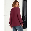 image:imageANRABESS Womens Business Casual Blouses Long Sleeve Tops  V Neck Puff Sleeve Smocked Cuff Shirts Soft Breathable Dressy Elegant Office Work Outfits Fall Spring ClothesBurgundy Wine Red