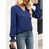 image:imageANRABESS Womens Business Casual Blouses Long Sleeve Tops  V Neck Puff Sleeve Smocked Cuff Shirts Soft Breathable Dressy Elegant Office Work Outfits Fall Spring ClothesNavy Blue