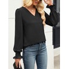 image:imageANRABESS Womens Business Casual Blouses Long Sleeve Tops  V Neck Puff Sleeve Smocked Cuff Shirts Soft Breathable Dressy Elegant Office Work Outfits Fall Spring ClothesBlack