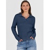 image:imageANRABESS Womens Cable Knit Sweaters Long Sleeve V Neck  Pullover Collared Sweater Tops Polo Knit Shirts Business Casual Work Tennis Golf Fall Winter Fashion OutfitsDeep Blue