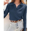 image:imageANRABESS Womens Cable Knit Sweaters Long Sleeve V Neck  Pullover Collared Sweater Tops Polo Knit Shirts Business Casual Work Tennis Golf Fall Winter Fashion OutfitsDeep Blue