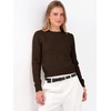 image:imageANRABESS Womens Cropped Crew Neck Long Sleeve Sweater  Lightweight Soft Ribbed Knit PulloverSlim Fit TopsBusiness Casual OutfitsWork Office AllDay WearFall Winter ClothesCoffee