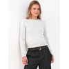 image:imageANRABESS Womens Cropped Crew Neck Long Sleeve Sweater  Lightweight Soft Ribbed Knit PulloverSlim Fit TopsBusiness Casual OutfitsWork Office AllDay WearFall Winter ClothesWhite