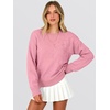 image:imageANRABESS Womens Long Sleeve Crewneck Flower Sweater Knit Top  3D Floral Applique Embroidered Pullover Drop Shoulder Ribbed Trim Soft Cozy Fall Winter Sweaters for Casual Work HolidayPink
